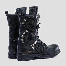 Load image into Gallery viewer, Replay women&#39;s shoes shoes boots ankle boots leather black patches rivets
