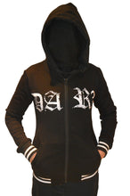 Load image into Gallery viewer, Women&#39;s hooded jacket PENTAGRAM Gothic Black Metal 666 with lettering DARK
