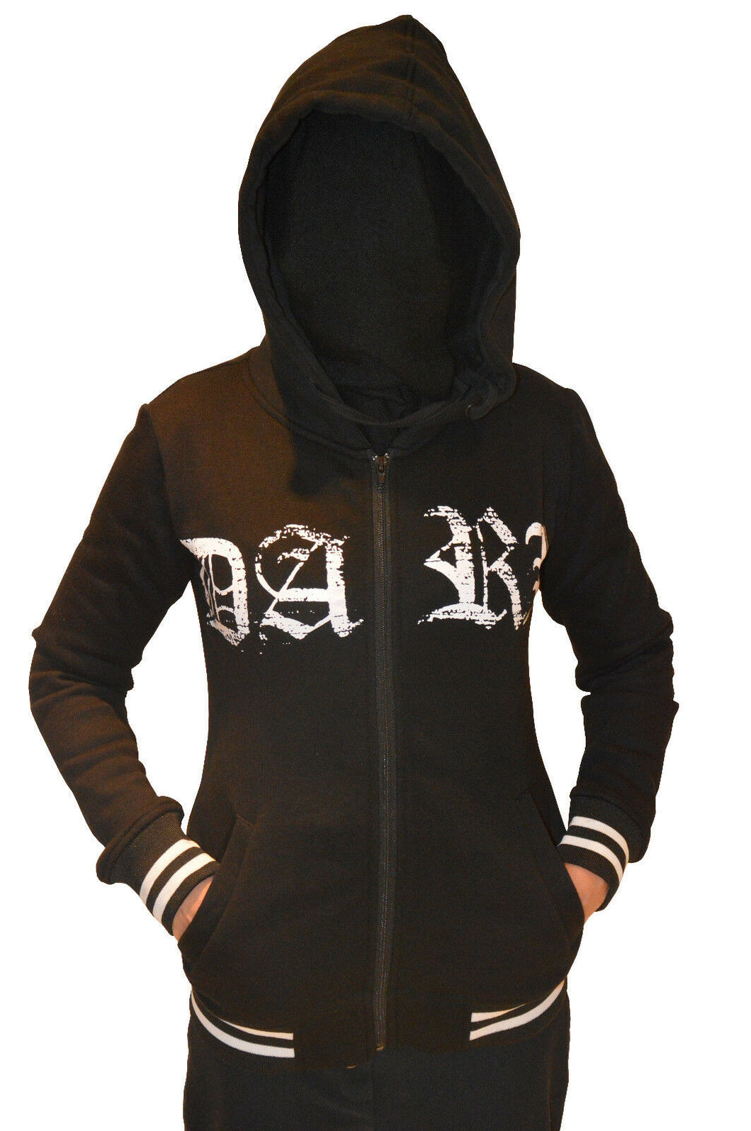 Women's hooded jacket PENTAGRAM Gothic Black Metal 666 with lettering DARK