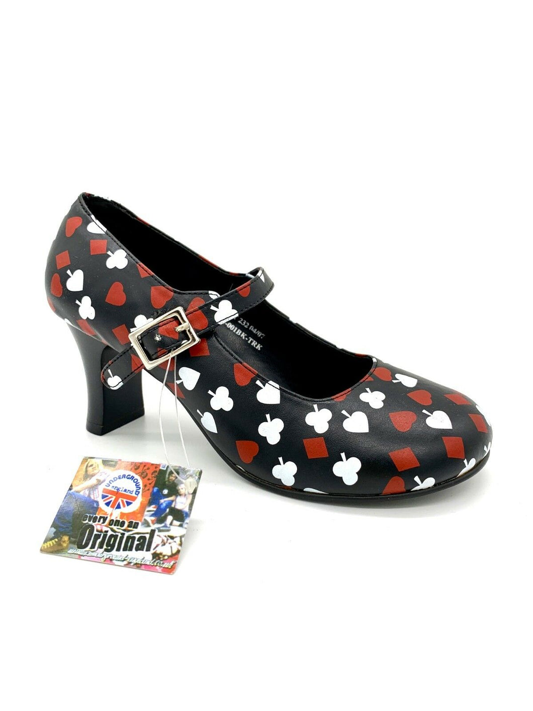 Underground England Damenschuhe Schuhe Pumps - Rockabilly Stil Pik Ass Herz Karo