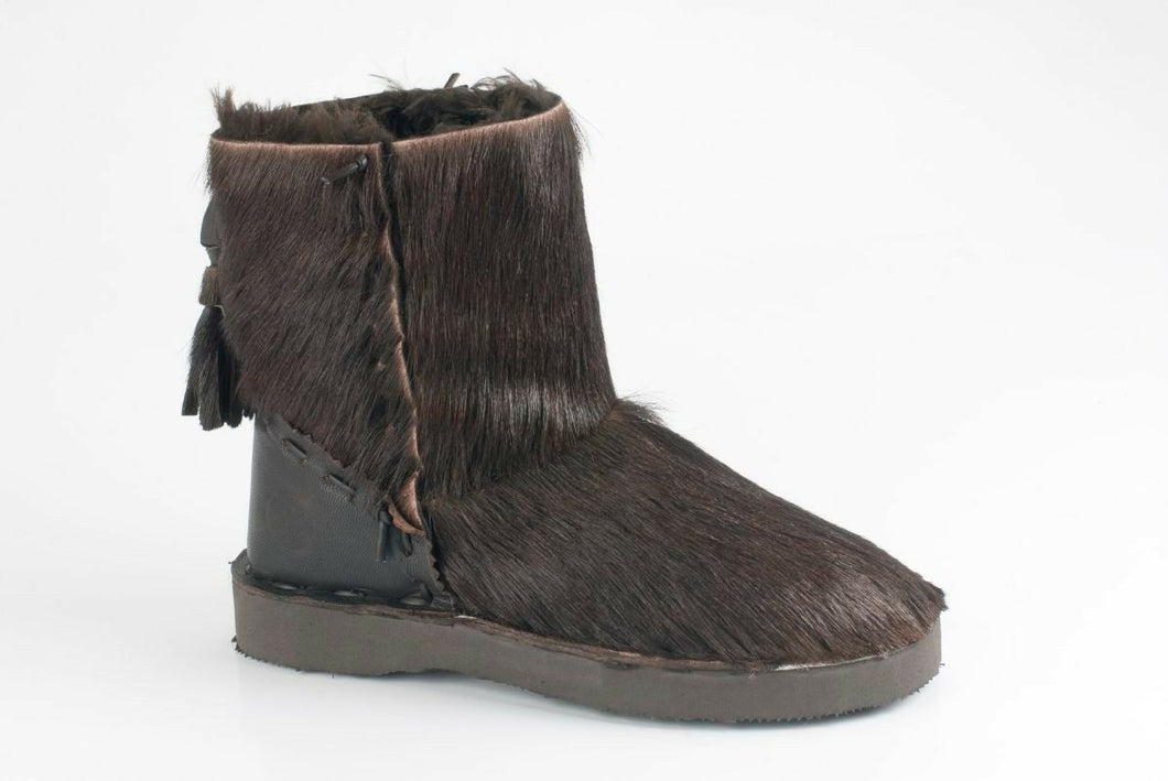 Bronx Damenschuhe Schuhe Pony Stiefelette Winterstiefel gefüttert Echtleder