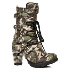 Lade das Bild in den Galerie-Viewer, New Rock Damenstiefel Boots Schuhe Absatz Trail M.TR003-S16 Camouflage Army
