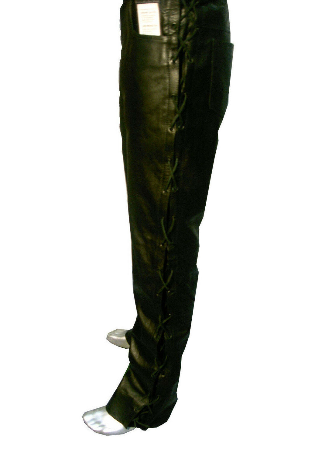 Lederhose Lederjeans Biker Hose seitlich geschnürt Echt Buffallo Leder Nappa