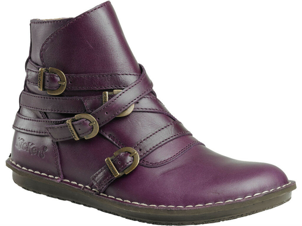 KICKERS Damenschuhe Schuhe Stiefelette Leder Wraps Violet Lila NEUE FARBE