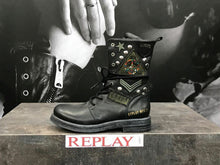 Lade das Bild in den Galerie-Viewer, Replay Damenschuhe Schuhe Stiefel Stiefelette Boots Leder Cletic Patches Nieten
