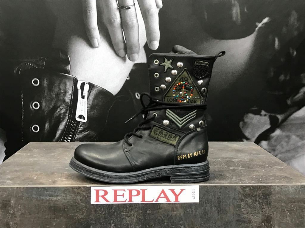 Replay Damenschuhe Schuhe Stiefel Stiefelette Boots Leder Cletic Patches Nieten