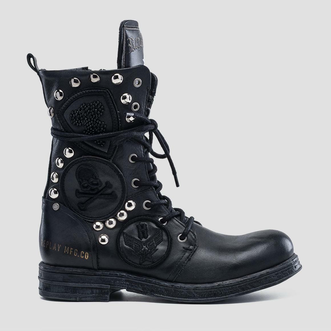 Combat Boots Replay Boots Schwarz Replay Winterstiefel Damen Replay Damenschuhe Schuhe Stiefel