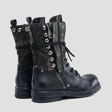 Lade das Bild in den Galerie-Viewer, Replay Damenschuhe Schuhe Stiefel Stiefelette Boots Leder Schwarz Tan Military

