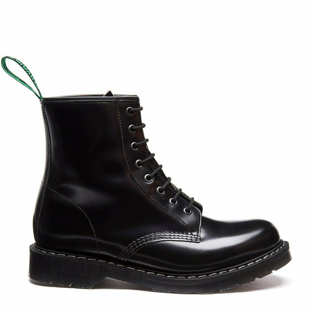 Solovair Schuhe Shoes Boots Stiefel 8-Loch Leder Black Glatt Made in England NEU