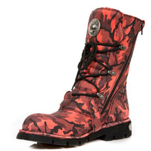 Lade das Bild in den Galerie-Viewer, New Rock Schuhe Gothic Stiefel Boots Leder M.1473-S46 Rot Camouflage
