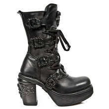 Lade das Bild in den Galerie-Viewer, New Rock Schuhe Damen- Stiefel Absatz Boots Gothic Black Mono
