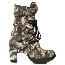 Lade das Bild in den Galerie-Viewer, New Rock Damenstiefel Boots Schuhe Absatz Trail M.TR003-S16 Camouflage Army
