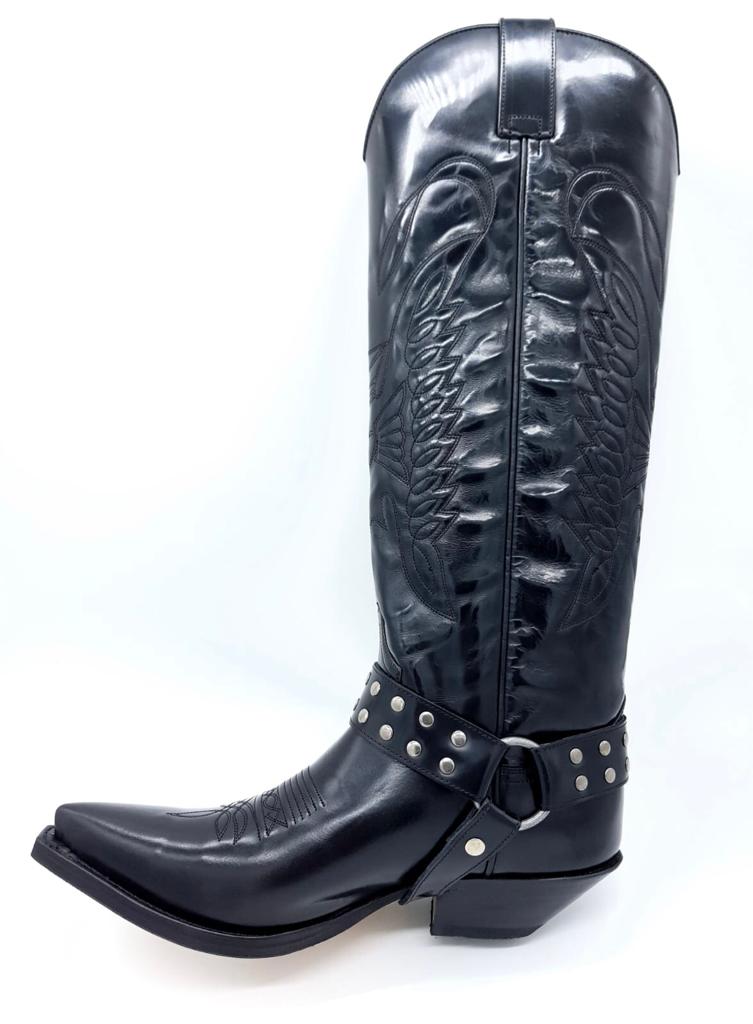 Sendra Boots 7167 Hochschaft Cowboy Stiefel Schwarz Echtleder