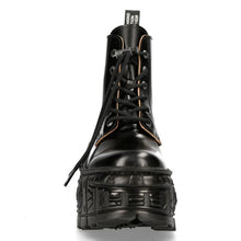 Lade das Bild in den Galerie-Viewer, New Rock Ankle Boot SchuheBlack Tank with Laces M-WALL025N-C6
