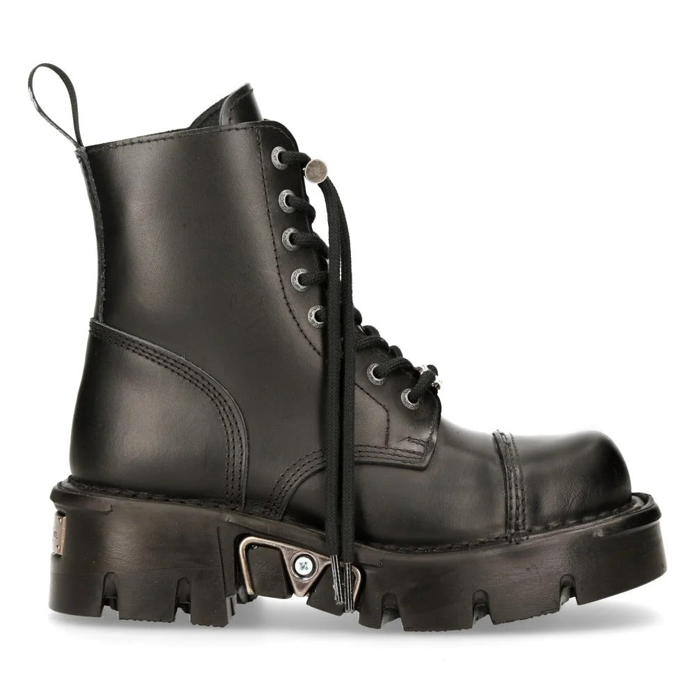 New Rock Boots Shoes M-NEWMILI083-S23 Leather Black Black Unisex
