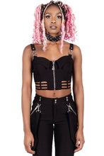 Load image into Gallery viewer, KILLSTAR She&#39;s Cagey Crop Top Black Black
