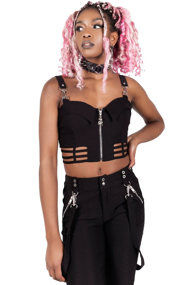 KILLSTAR She's Cagey Crop Top Oberteil Schwarz Black