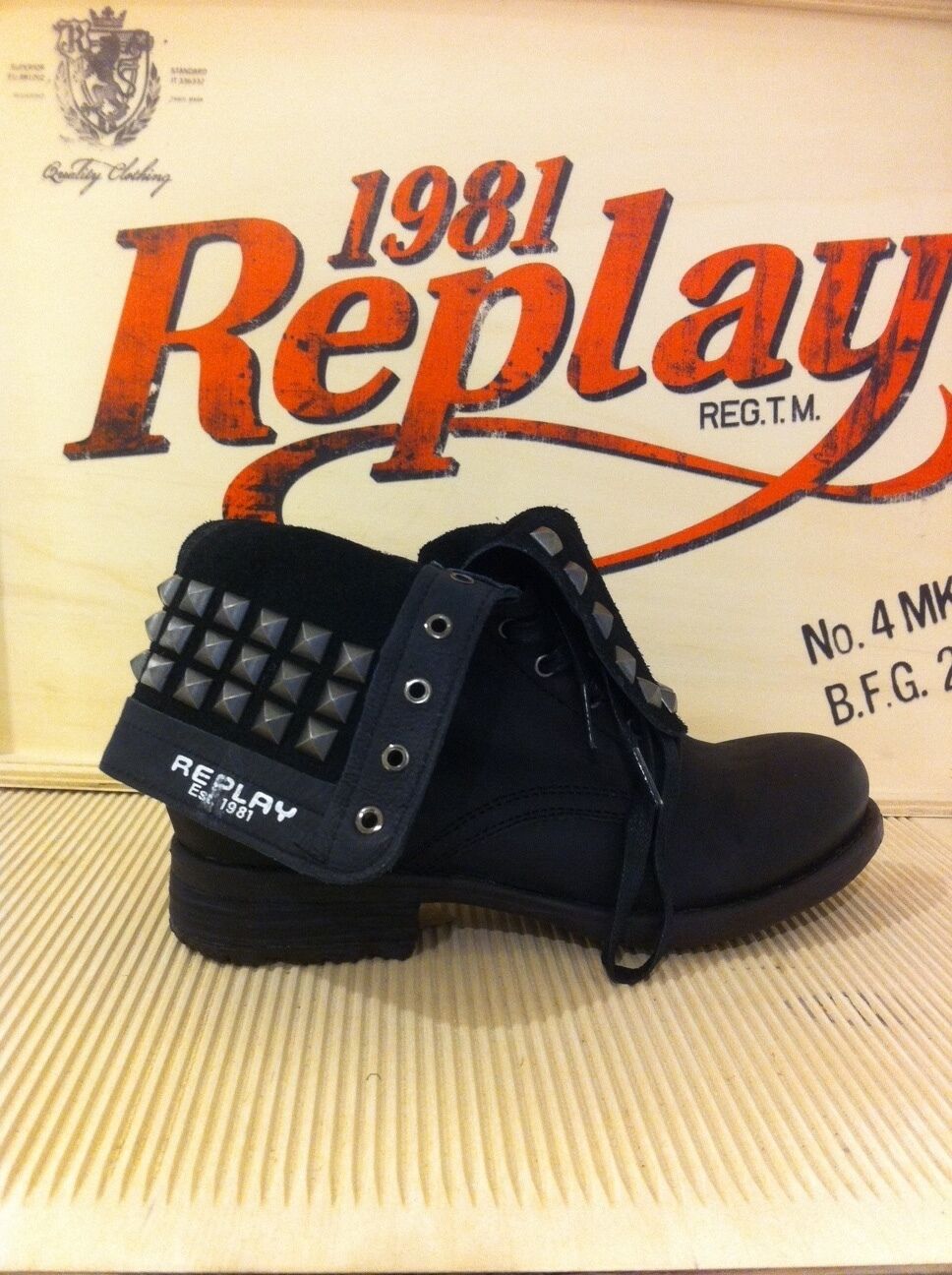 Replay Damenschuhe Schuhe Stiefelette Leder Nieten NEU