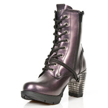 Lade das Bild in den Galerie-Viewer, New Rock Damenstiefelette Absatz Boots Schuhe Gothic Lila
