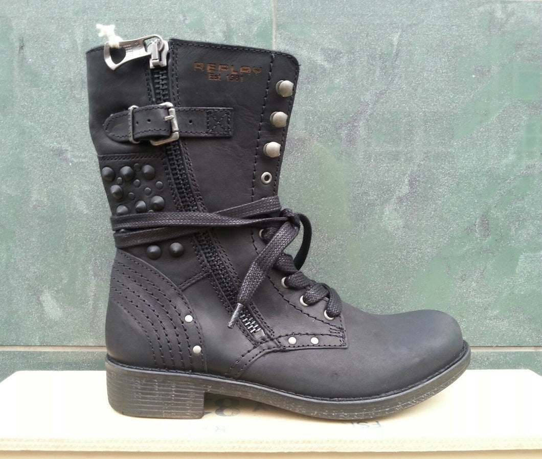 Replay Damenschuhe Schuhe Stiefelette Echtleder Chalice Nieten NEU