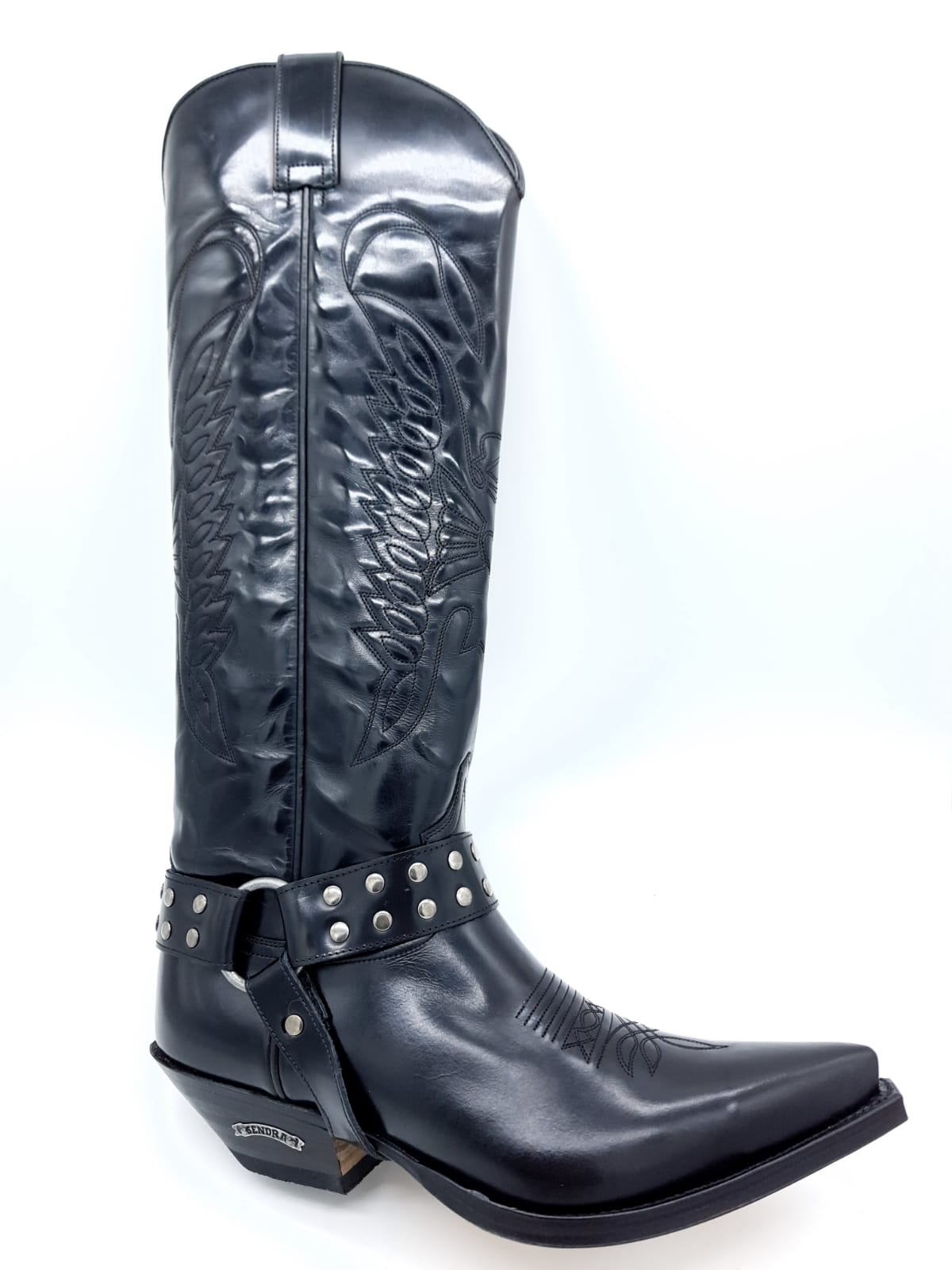 Sendra Boots 7167 High Shaft Cowboy Boots Black Real Leather