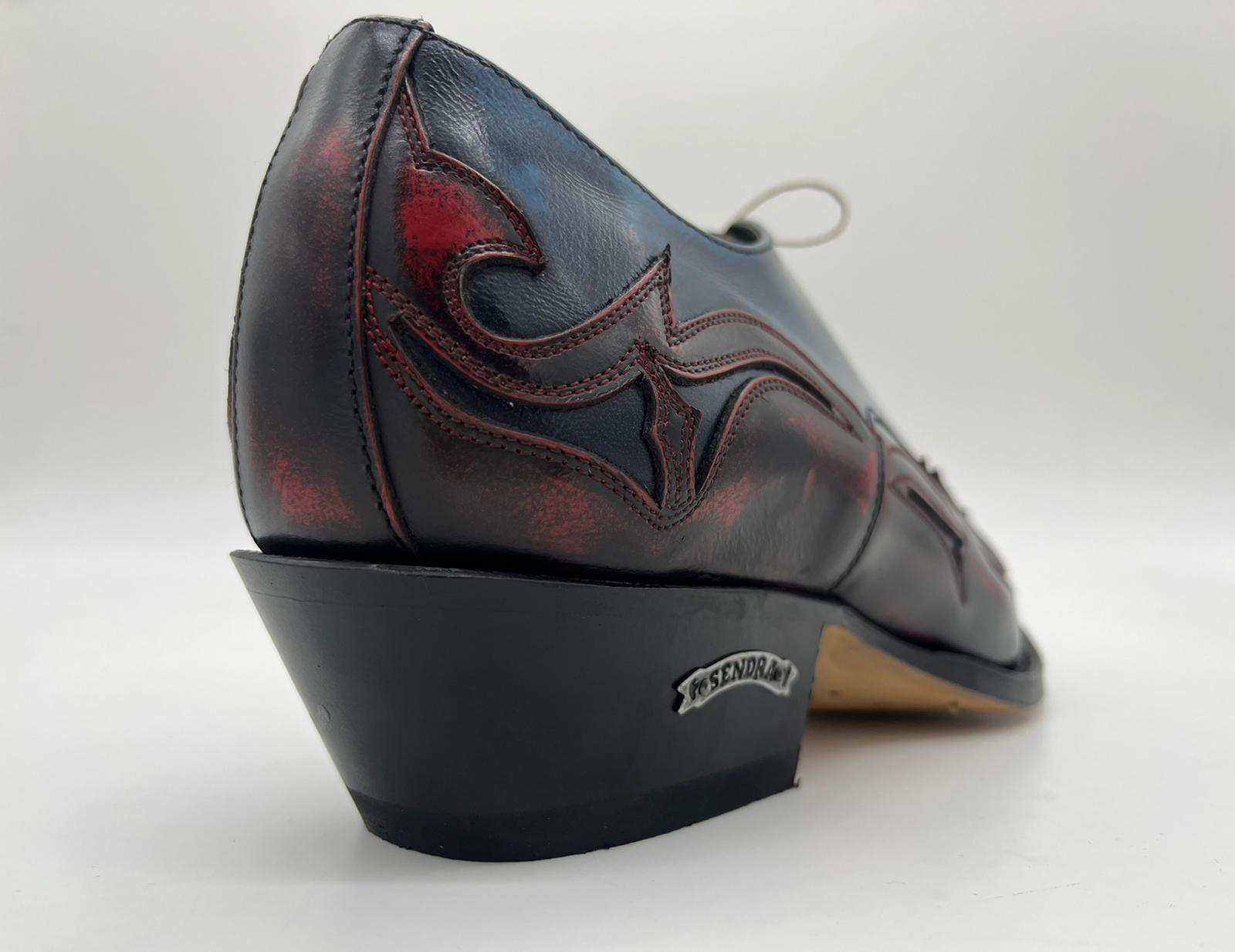 Sendra Boots Stiefel 10066 Rot Blau Echtleder Western Schnürschuh Exklusiv & Limitiert