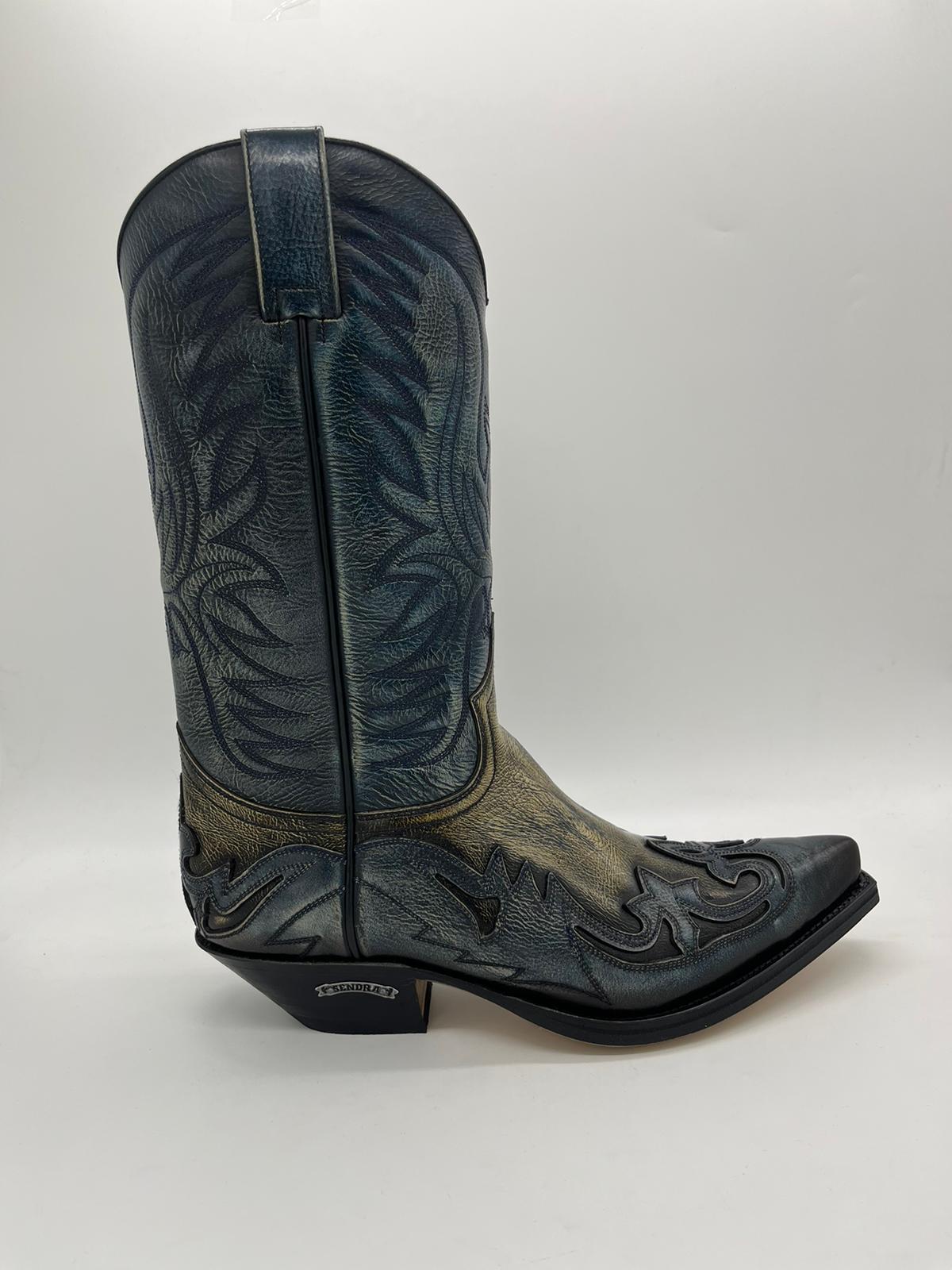 Sendra Boots Western Cowboy Boots Biker Boots 3241 Denver Azul Dirty Hueso