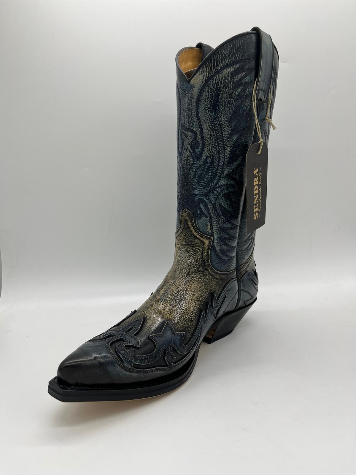 Sendra Boots Western Cowboy Boots Biker Boots 3241 Denver Azul Dirty Hueso