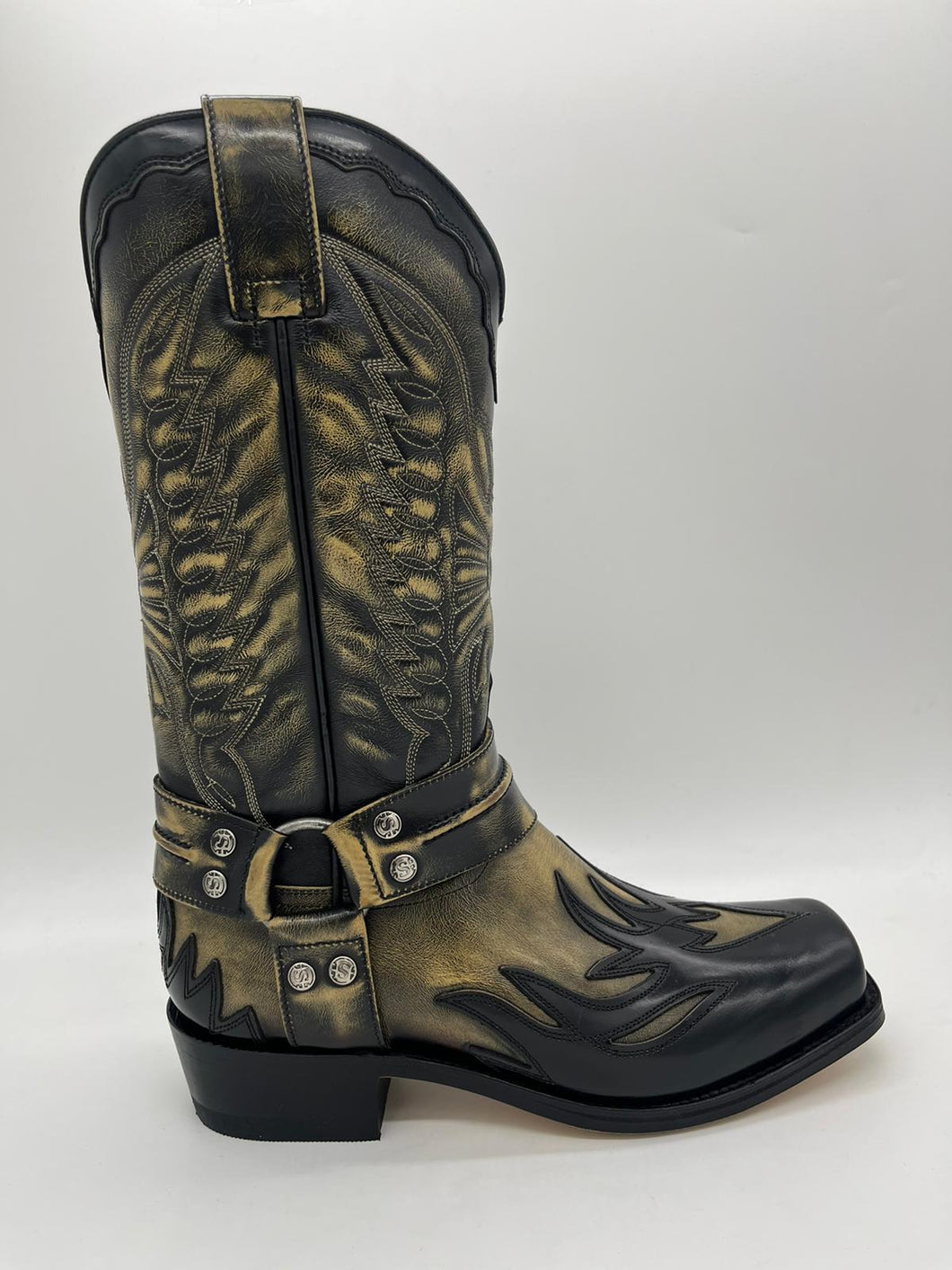 Sendra Boots Western Cowboy Boots Biker Boots 6341 Florentic Negro Denver Handmade
