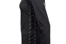 Lade das Bild in den Galerie-Viewer, Damen Gothic Girl- Longsleeve Pullover Daumenlöchern Schnürung Schwarz
