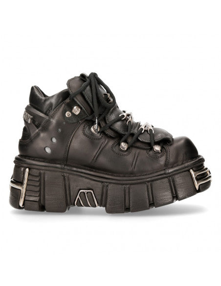New Rock Plateau Ankle Boots Metallic M-106-S1 Schwarz