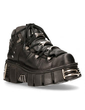 Lade das Bild in den Galerie-Viewer, New Rock Plateau Ankle Boots Metallic M-106-S1 Schwarz
