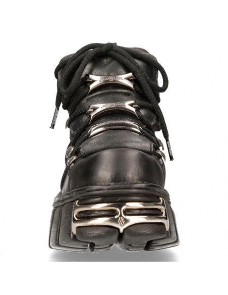 New Rock Platform Ankle Boots Metallic M-106-S1 Black