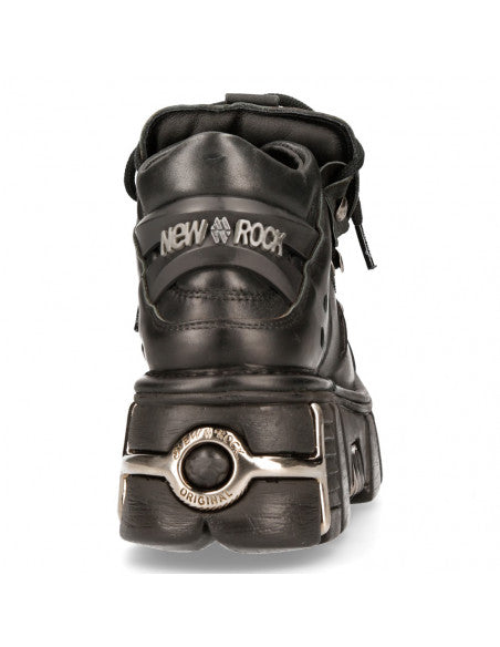 New Rock Platform Ankle Boots Metallic M-106-S1 Black