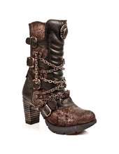 Lade das Bild in den Galerie-Viewer, New Rock Trail TR008-C1 Steampunk Leder Boots Braun Bronze

